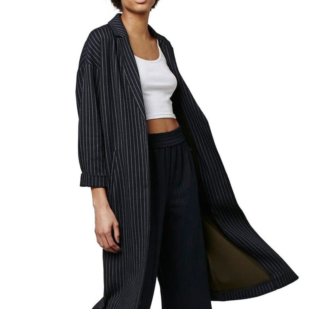 Topshop pinstripe blue duster trench coat
